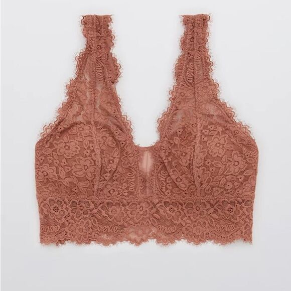 Aerie Eyelash Lace Padded Plunge Bralette - Picture 3 of 5